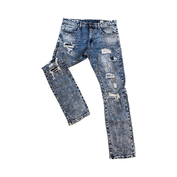 Smoke Rise NY Streetwear Distressed Tapered Leg Men's Jeans Size 34x32 - Picture 3 of 8